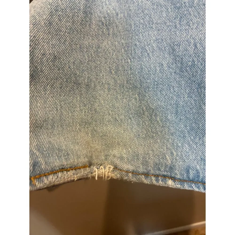 LEVI'S Men's 501 Button Fly Regular Fit Straight Leg Blue Jeans 34x29 Distressed